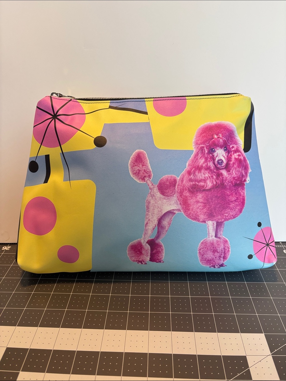 Mid Century Modern’Pink Poodle' Leather Clutch